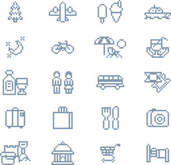Pixel Art Tourist Icons 8 Bit Game Pixel Art