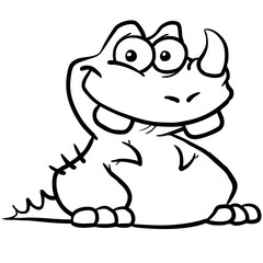 Fat little cartoon dragon for coloring