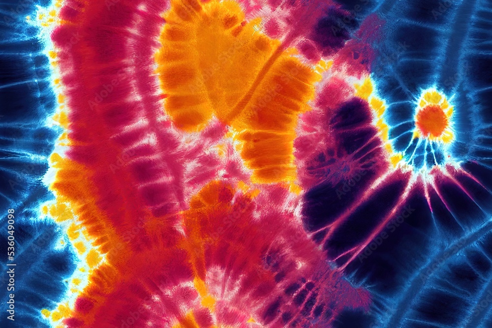 Poster tie dyed effect textured multicolor background. seamless pattern.