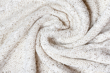 Fototapeta na wymiar White macro photo of textured jersey and knitting of sweater or sweatshirt. Pattern and background for fashion Warm Autumn concept
