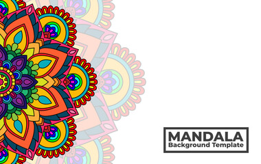 Vector background template with ornamental mandala pattern design,  Decorative flower mandala banner with place for texts