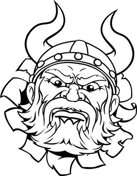 Viking Warrior Barbarian Mascot Cartoon Face