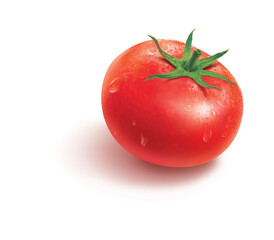 Tomato, water drops, isolated on white background