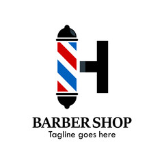 h letter with baber shop symbol logo template illustration. suitable for baber shop 