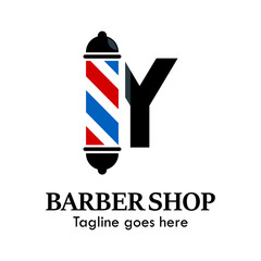 y letter with baber shop symbol logo template illustration. suitable for baber shop 