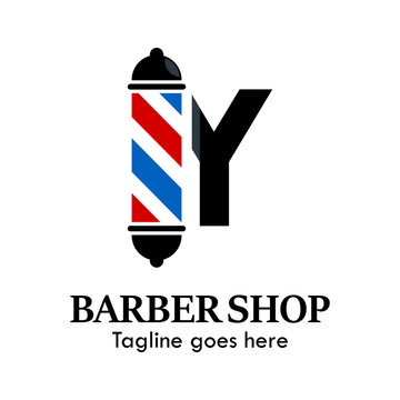 y letter with baber shop symbol logo template illustration. suitable for baber shop 
