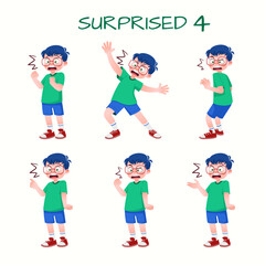 Set of kid boys showing surprised expression.Vector illustration.