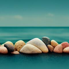 Seamless colorful stones on the beach