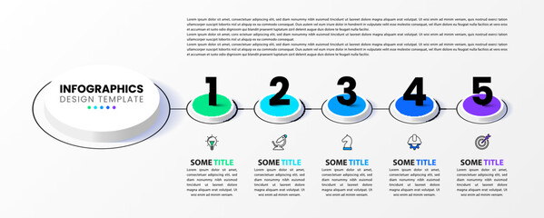 Infographic template. Isometric timeline with 5 steps