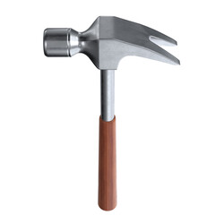 3d rendering illustration of a claw hammer with a wooden handle