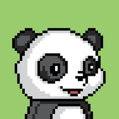 cute panda character with pixel art