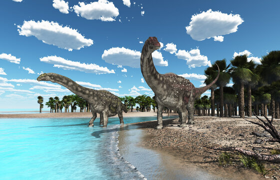 Dinosaurier Diamantinasaurus am Strand