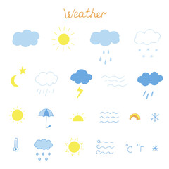 Weather set vector illustration, hand drawing