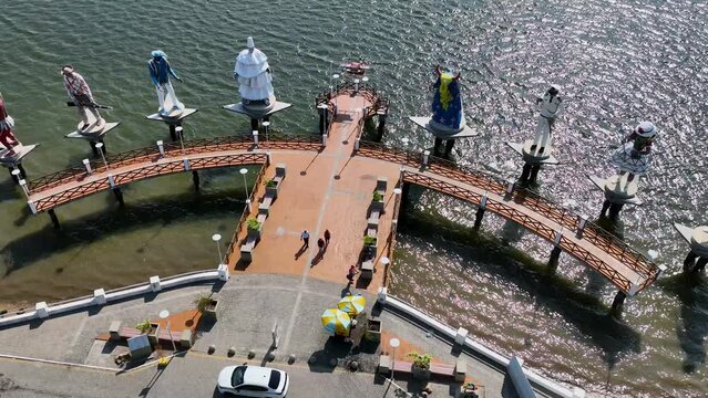 Aracaju Sergipe. Aracaju Brazil. Panoramic aerial view cityscape of Sergipe People Icons Statues at Aracaju capital city of Sergipe at Brazil. Travel destinations. Brazil Northeast. Tourism landmark.