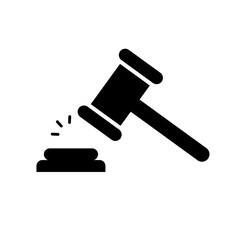 Hammer of the Trial. Judgment silhouette icon. Gavel icon. Vector.