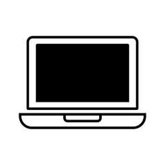 Laptop icon with a pitch black screen. Vector.