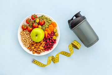 Diabetic sugar free diet nutrition - food in dish with heart object