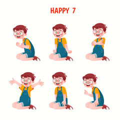 Set of kid boys showing cheerful expression.Vector illustration.