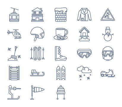 Ski Resort And Snowboarding Icon Set