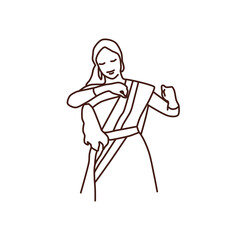 ndian girl dancing in a indo dress. Traditional sari dress. Beauty minimalist, vector illustration.
