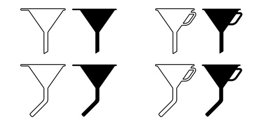 Cartoon Plastic funnel for oil, water, fuel, gasoline or diesel. Car parts Accessories. liquids car watering can symbol or logo. kitchen funnel for filling. funnels with handle. Kitchen utensil symbol