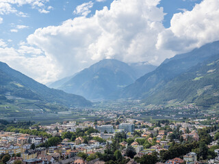 Fototapeta na wymiar landscape of city Meran in South Tyrol, Italy