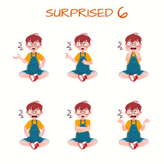 Set of kid boys showing surprised expression.Vector illustration.