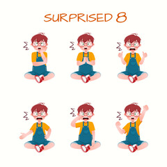 Set of kid boys showing surprised expression.Vector illustration.