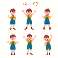 Set of kid boys showing silly expression.Vector illustration.