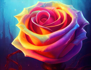 Fototapeta na wymiar a big zoomed in rose illustration, fantasy background
