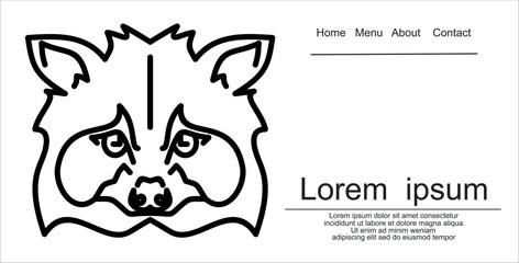 Raccoons head logo. Animal mascot logotype. Template. Vector illustration.
