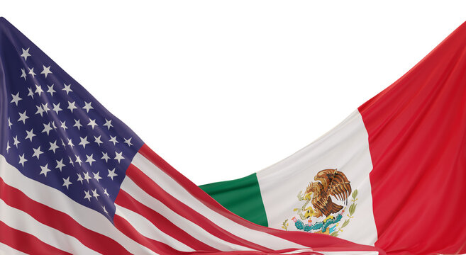 Flag of America and Mexico 3d-illustration