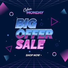 Cyber Monday sale banner social media post template for business promotion vector illustration