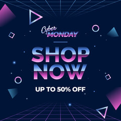 Cyber Monday sale banner social media post template for business promotion vector illustration