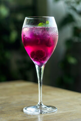 raspberry and red dragon fruit prosecco wine spritzer cocktail