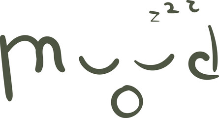 sleepy or not interested emotion in mood text doodle typography