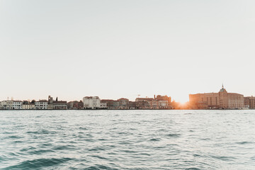 Venice Shore at Sunset in Italy