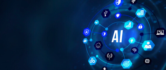 Internet, business, Technology and network concept. AI Learning and Artificial Intelligence Concept. 3d illustration.