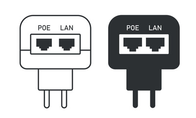 Poe apapter set. Injector for electronic equipment on a white background