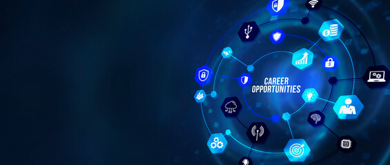 Internet, business, Technology and network concept. CAREER OPPORTUNITIES. 3d illustration.