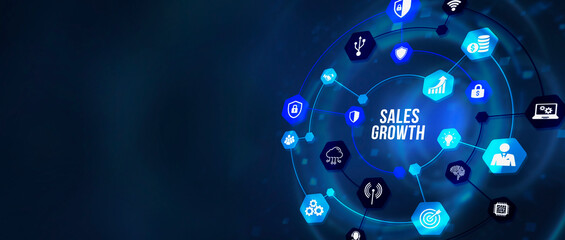 Internet, business, Technology and network concept. Sales growth, increase sales or business growth concept. 3d illustration.