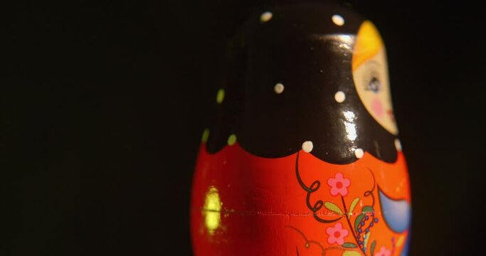 Close up of wooden matryoshka dolls on display