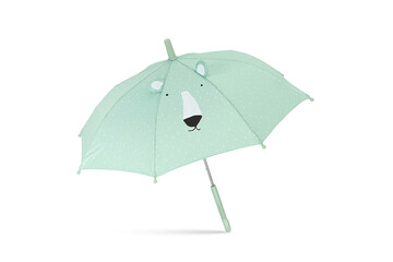 Obraz premium Umbrella with cute polar bear face on white background