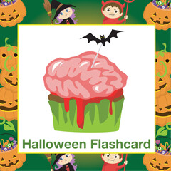 Halloween Flashcard for Children. Ready to print. Printable game card. Educational card for preschool. Vector illustration.