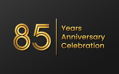 Fototapeta premium 85 Years Anniversary, Perfect template design for anniversary celebration with gold color for booklet, leaflet, magazine, brochure poster, web, invitation or greeting card. Vector template