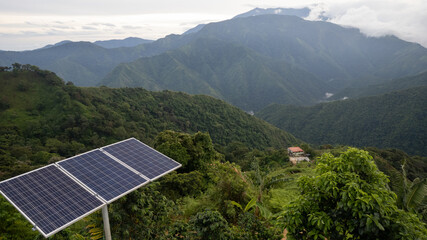 Solar panels on mountain farm