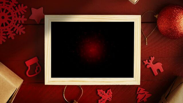 Christmas and new year animation, on a red background. mockup
