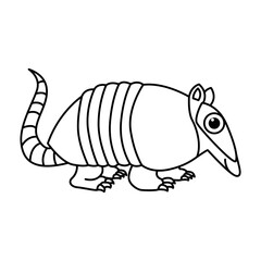 Cute armadillo cartoon characters vector illustration. For kids coloring book.