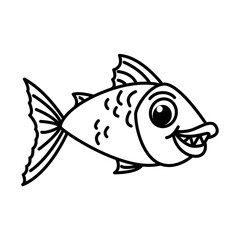 Cute fish cartoon characters vector illustration. For kids coloring book.