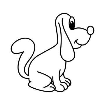 Cute little dog cartoon characters vector illustration. For kids coloring book.